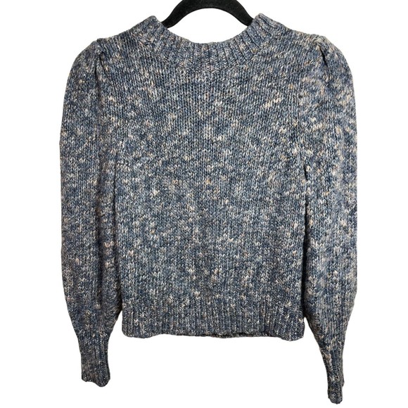 Madewell Pleated Shoulder Balloon‎ Sleeve Blue Chunky Knit Sweater Small - Picture 1 of 10